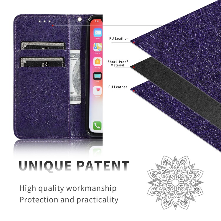 Imprint Kaleidoscope Leather Stand Wallet Shell with Lanyard for Xiaomi Redmi K20/Redmi K20 Pro/Mi 9T/Mi 9T Pro - Purple-3