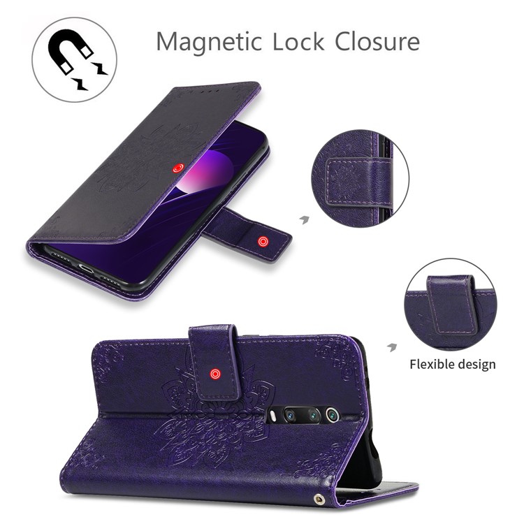 Imprint Kaleidoscope Leather Stand Wallet Shell with Lanyard for Xiaomi Redmi K20/Redmi K20 Pro/Mi 9T/Mi 9T Pro - Purple-8
