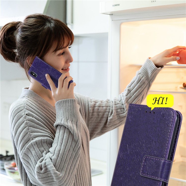 Imprint Kaleidoscope Leather Stand Wallet Shell with Lanyard for Xiaomi Redmi K20/Redmi K20 Pro/Mi 9T/Mi 9T Pro - Purple-9