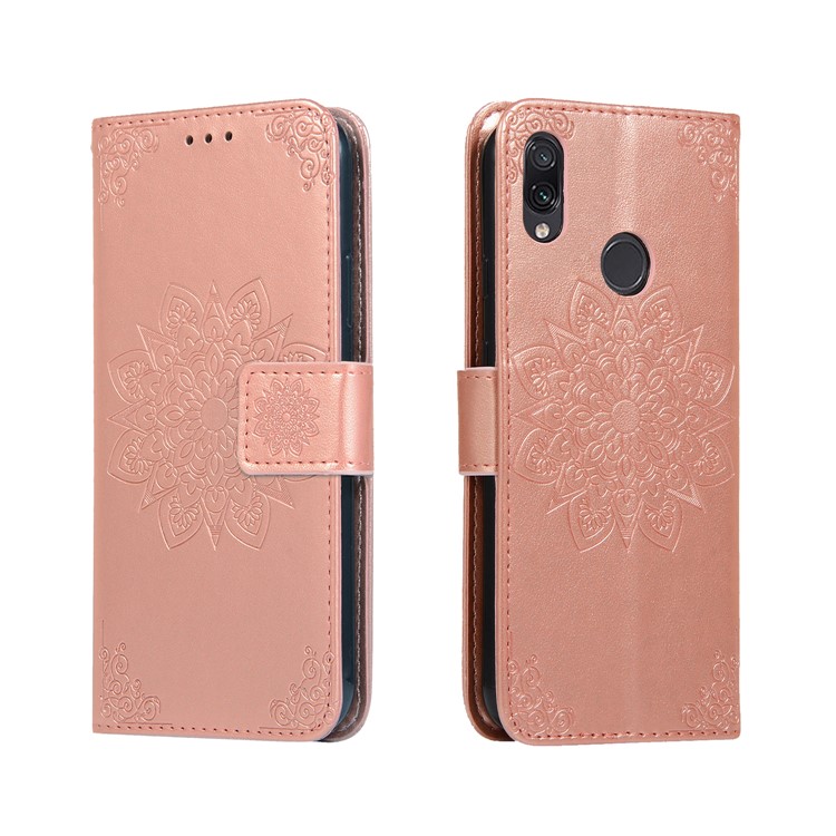 Imprint Kaleidoscope Leather Stand Wallet Shell with Lanyard for Xiaomi Redmi Note 7/Redmi Note 7 Pro (India) - Rose Gold-2