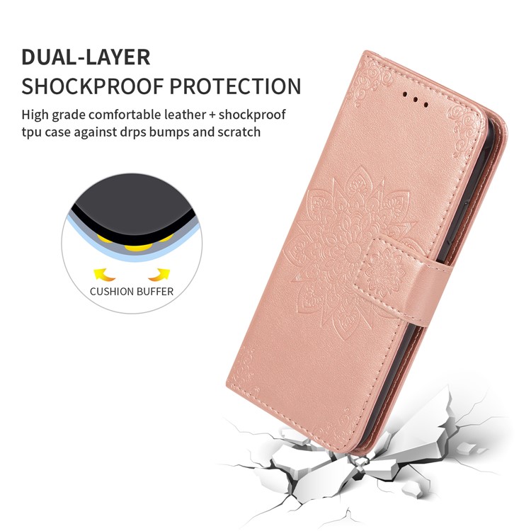 Imprint Kaleidoscope Leather Stand Wallet Shell with Lanyard for Xiaomi Redmi Note 7/Redmi Note 7 Pro (India) - Rose Gold-5