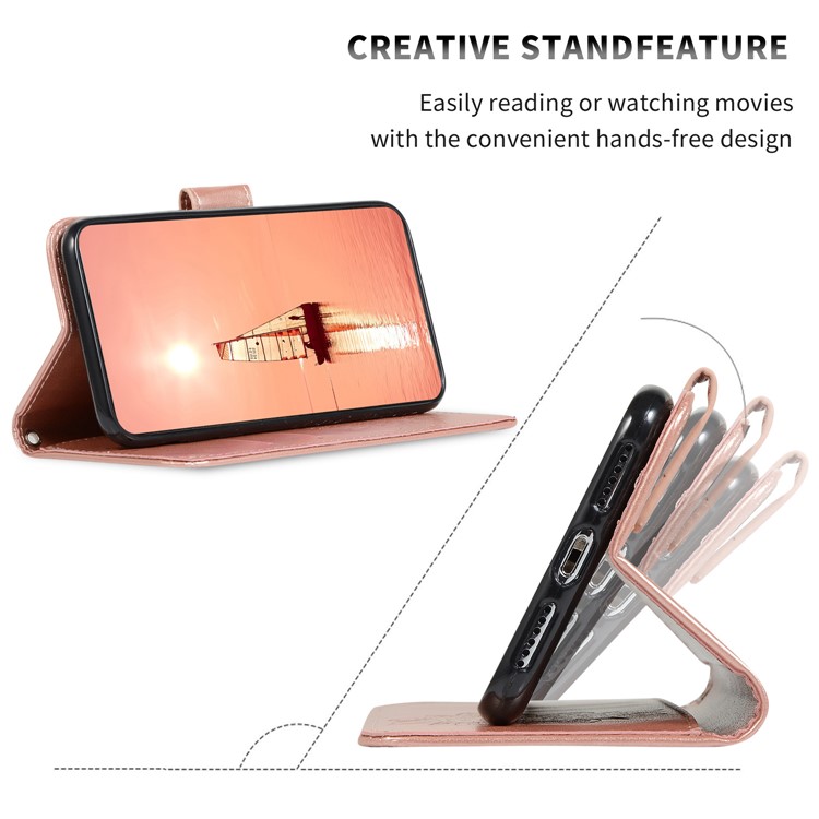 Imprint Kaleidoscope Leather Stand Wallet Shell with Lanyard for Xiaomi Redmi Note 7/Redmi Note 7 Pro (India) - Rose Gold-7