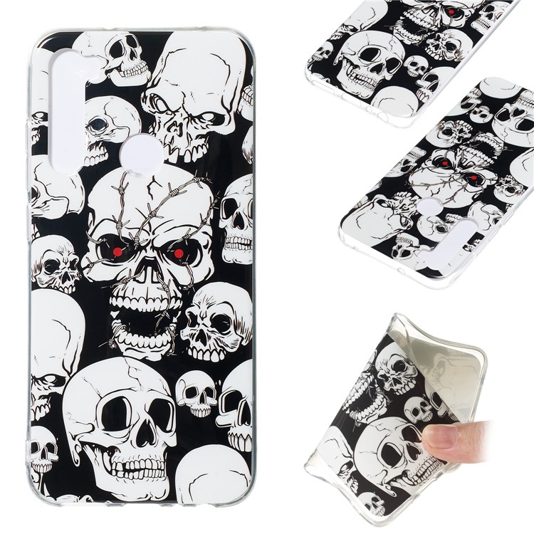 Caso TPU IMD Noctilucent Per Xiaomi Redmi Note 8 - Skull Freschi