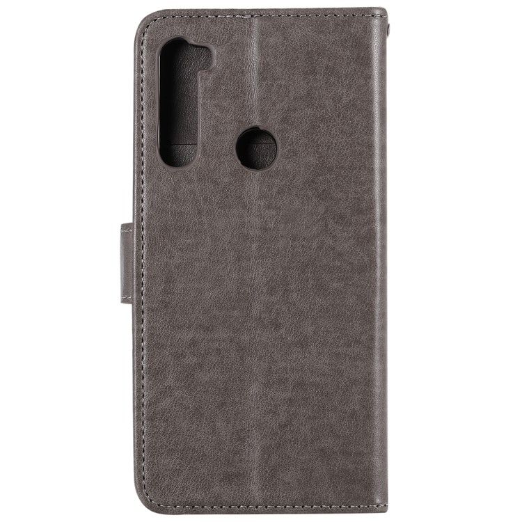 Imprint Flower Pattern Leather Wallet Stand Mobile Cover Case for Xiaomi Redmi Note 8 - Grey-2