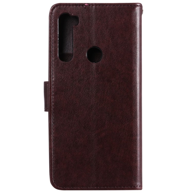 Imprint Flower Pattern Leather Wallet Stand Mobile Cover Case for Xiaomi Redmi Note 8 - Brown-2