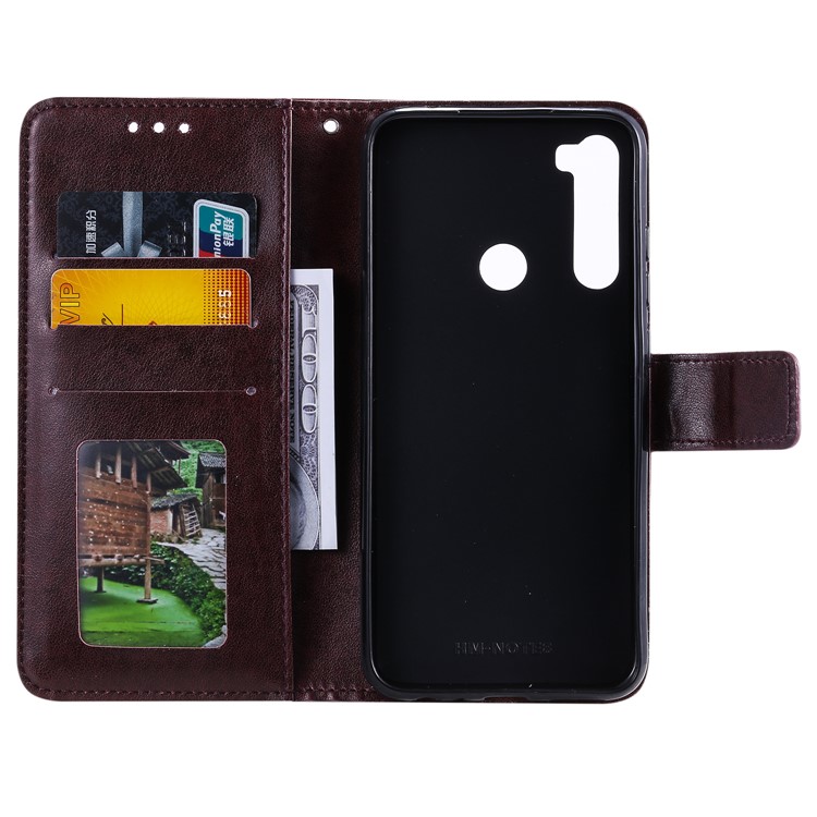 Imprint Flower Pattern Leather Wallet Stand Mobile Cover Case for Xiaomi Redmi Note 8 - Brown-3