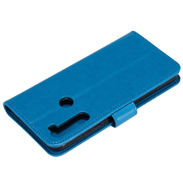 Imprint Flower Pattern Leather Wallet Stand Mobile Cover Case for Xiaomi Redmi Note 8 - Blue-3