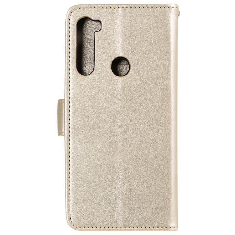 Imprint Flower Pattern Leather Wallet Stand Mobile Cover Case for Xiaomi Redmi Note 8 - Gold-2