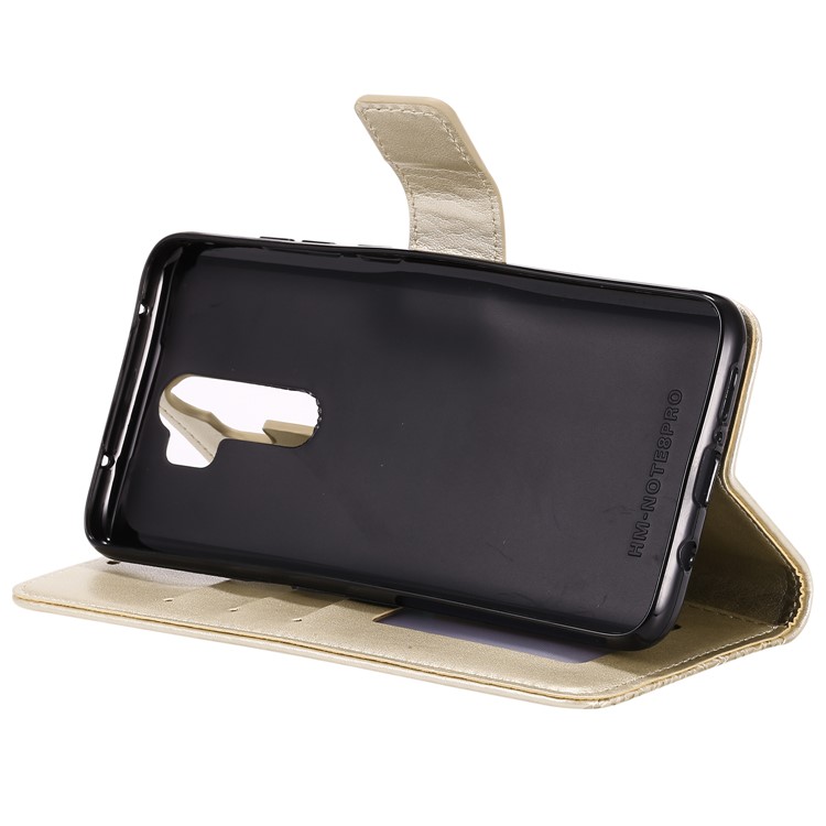 Imprint Flower Pattern Leather Wallet Stand Mobile Cover Case for Xiaomi Redmi Note 8 - Gold-6
