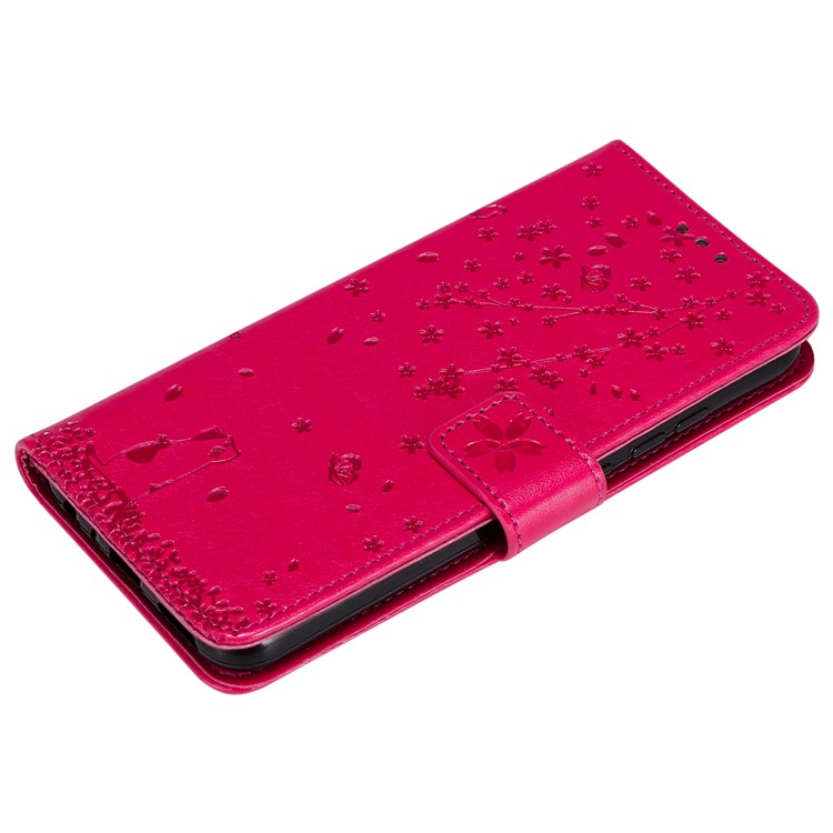 Imprint Flower Pattern Leather Wallet Stand Mobile Cover Case for Xiaomi Redmi Note 8 - Rose-6