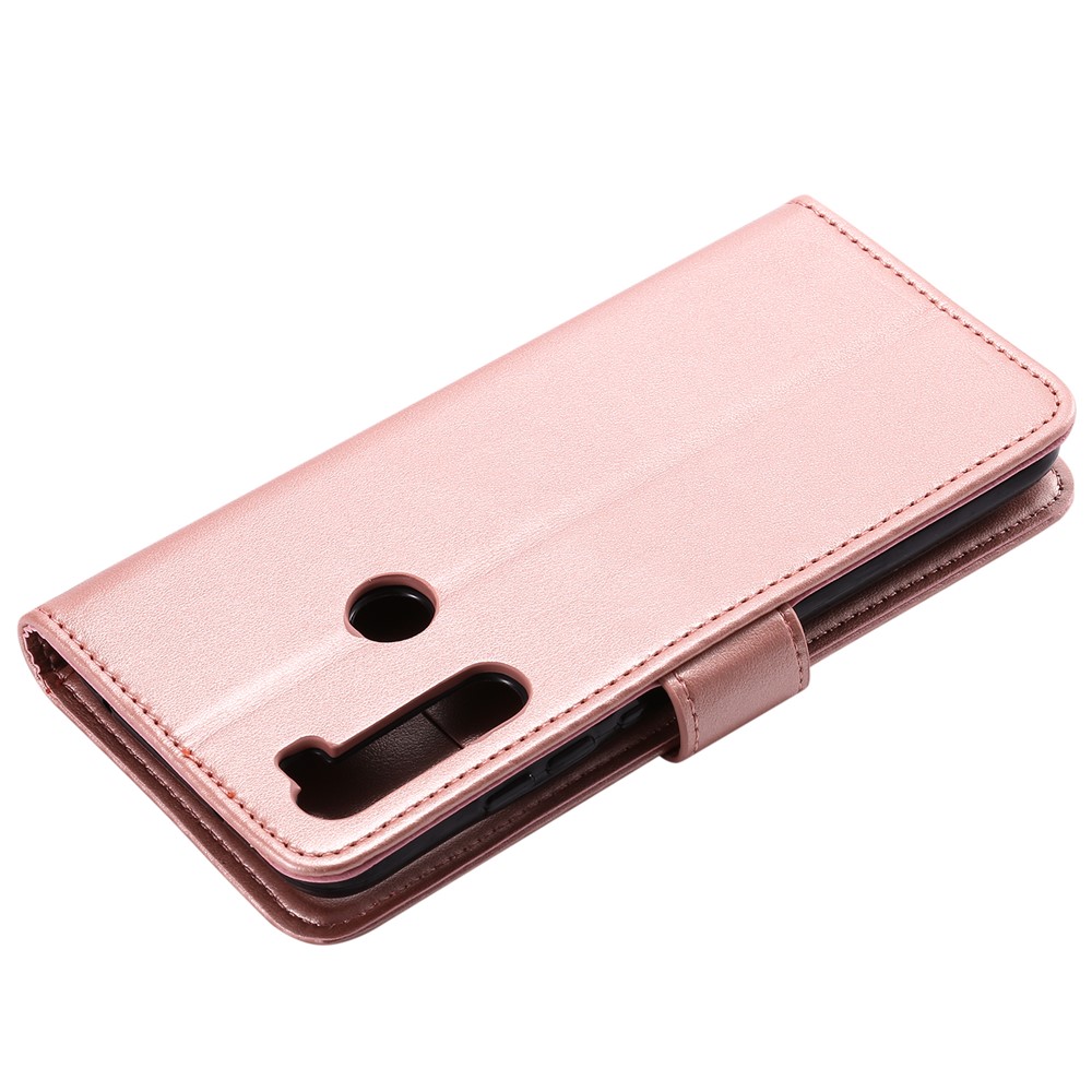 Imprint Flower Pattern Leather Wallet Stand Mobile Cover Case for Xiaomi Redmi Note 8 - Rose Gold-4
