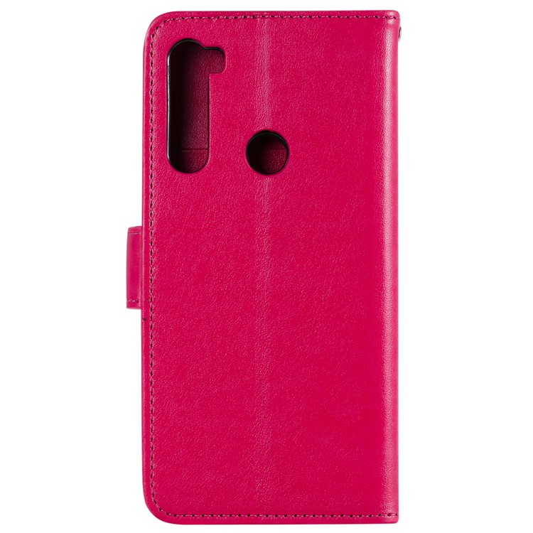 Imprinted Flower Owl Leather Phone Case for Xiaomi Redmi Note 8 - Rose-2