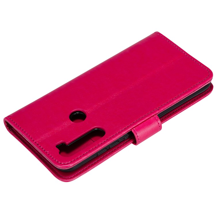 Imprinted Flower Owl Leather Phone Case for Xiaomi Redmi Note 8 - Rose-4