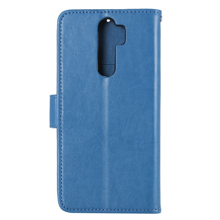 Imprint Sakura Cat Leather Covering with Card Slots for Xiaomi Redmi Note 8 Pro - Blue-2