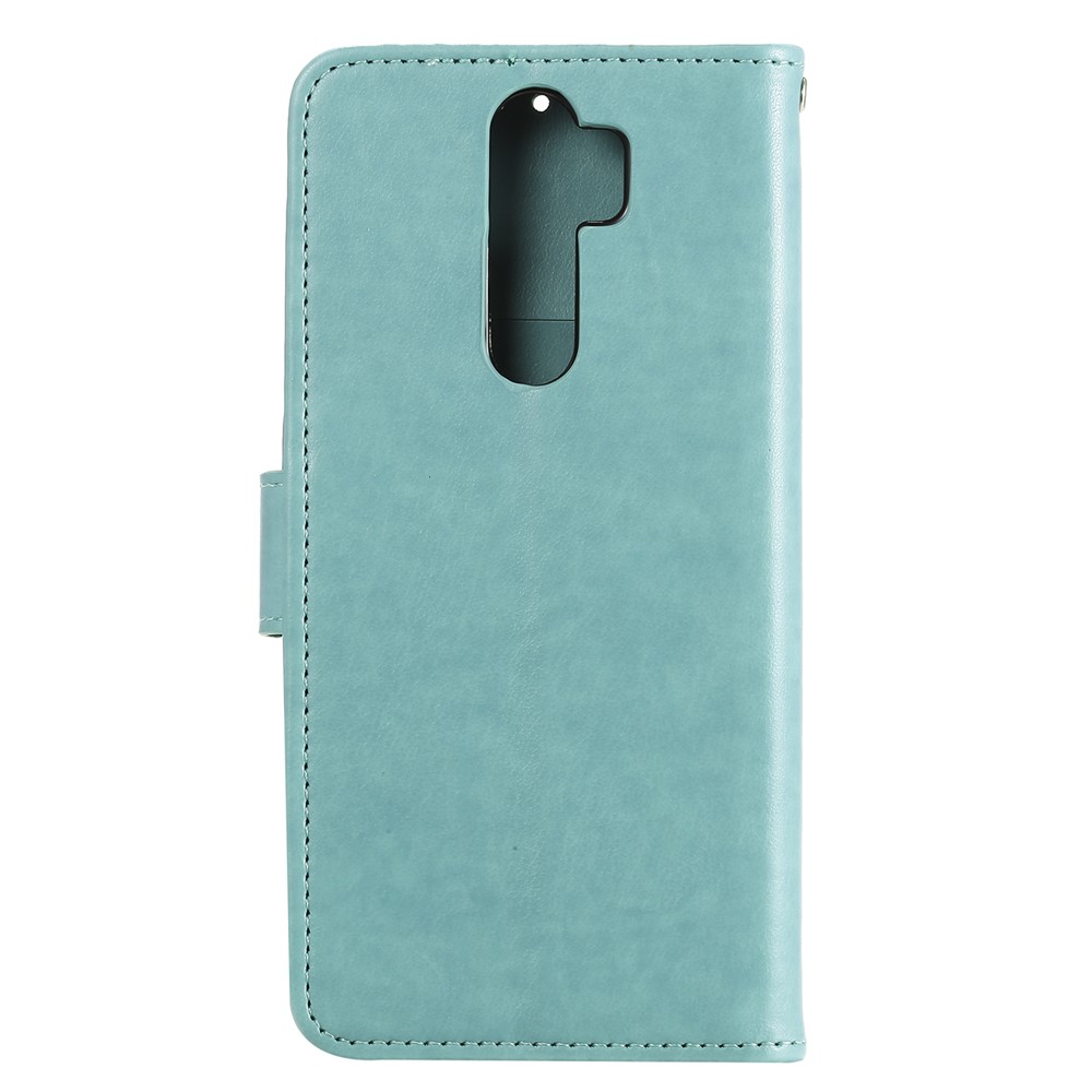 Imprint Sakura Cat Leather Covering with Card Slots for Xiaomi Redmi Note 8 Pro - Cyan-2