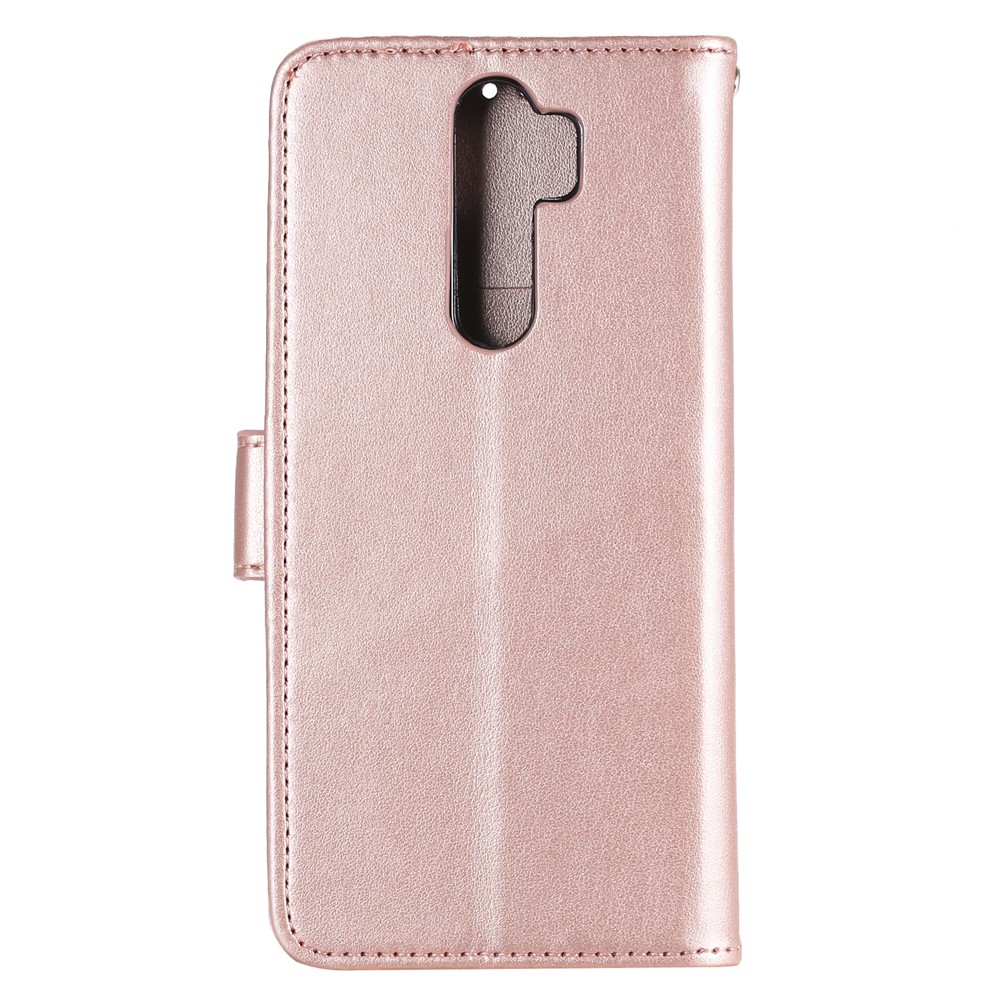 Imprint Sakura Cat Leather Covering with Card Slots for Xiaomi Redmi Note 8 Pro - Rose Gold-2