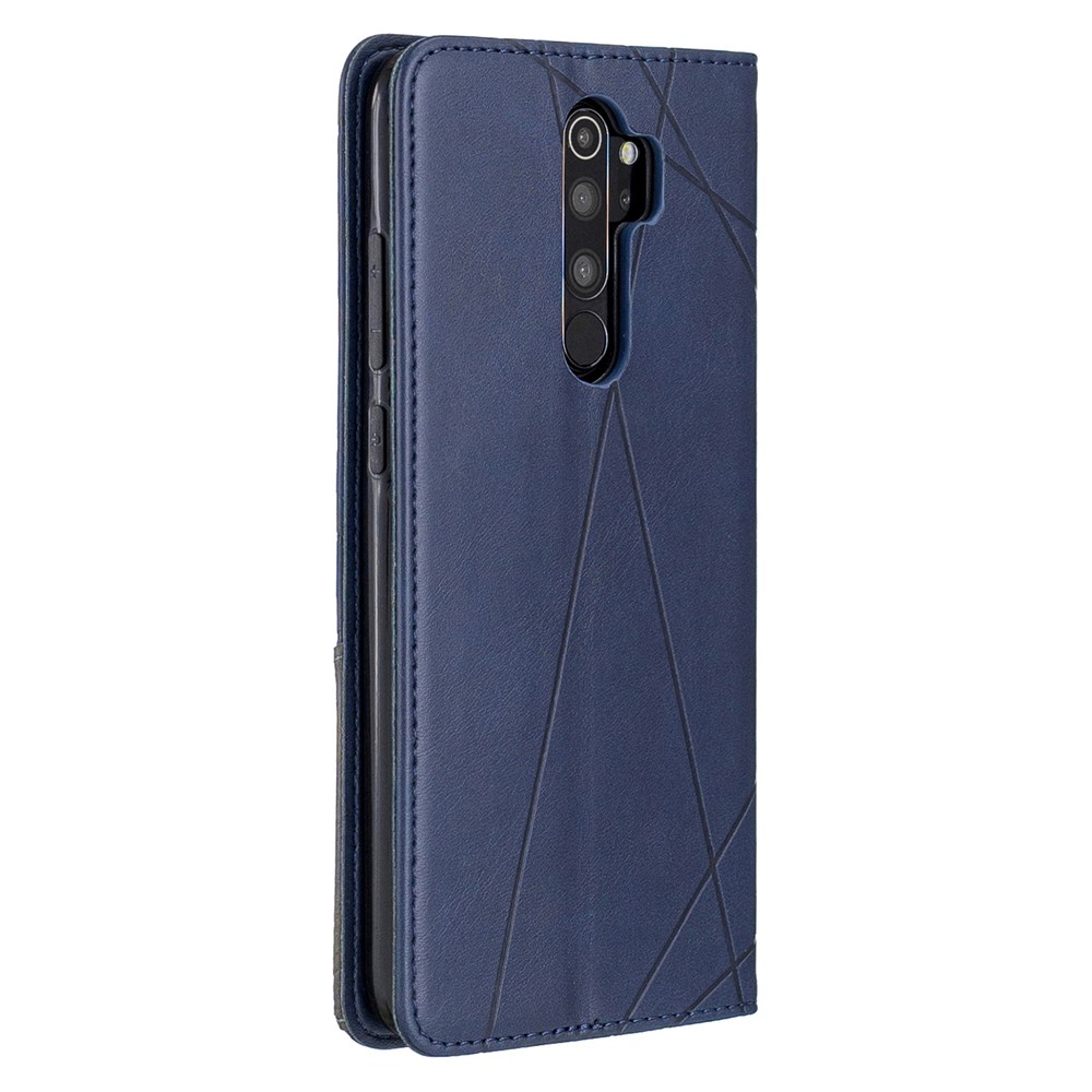 Caja Del Sostenedor De La Tarjeta De Cuero Del Soporte Del Patrón Geométrico Para Xiaomi Redmi Nota 8 Pro - Azul-3