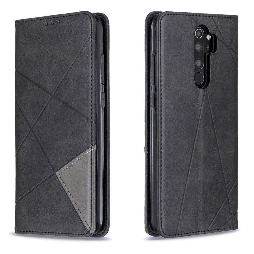 Geometric Pattern Stand Leather Card Holder Case for Xiaomi Redmi Note 8 Pro - Black-4