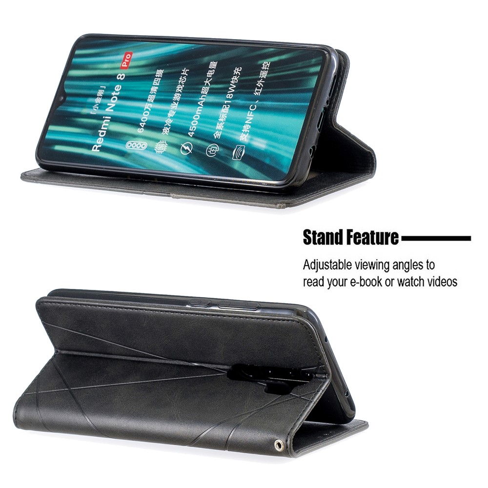 Geometric Pattern Stand Leather Card Holder Case for Xiaomi Redmi Note 8 Pro - Black-5