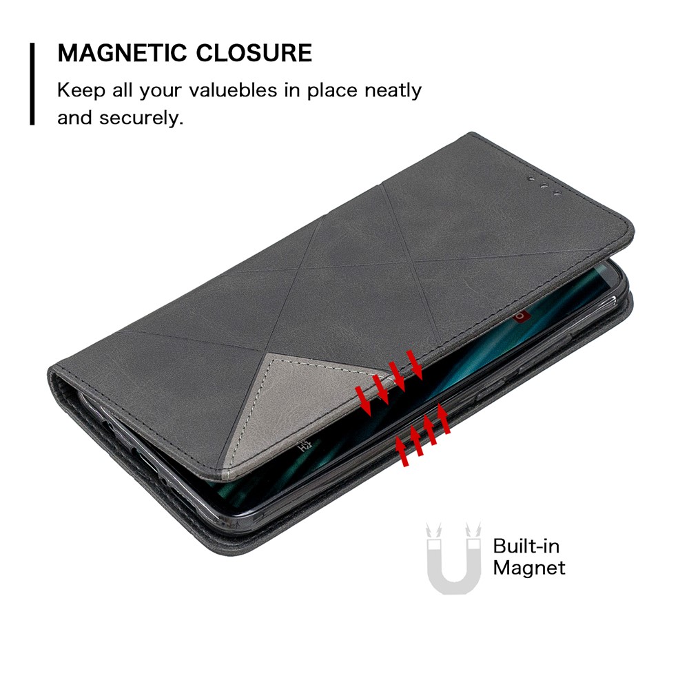 Geometric Pattern Stand Leather Card Holder Case for Xiaomi Redmi Note 8 Pro - Black-6