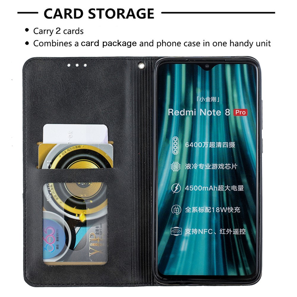 Geometric Pattern Stand Leather Card Holder Case for Xiaomi Redmi Note 8 Pro - Black-7