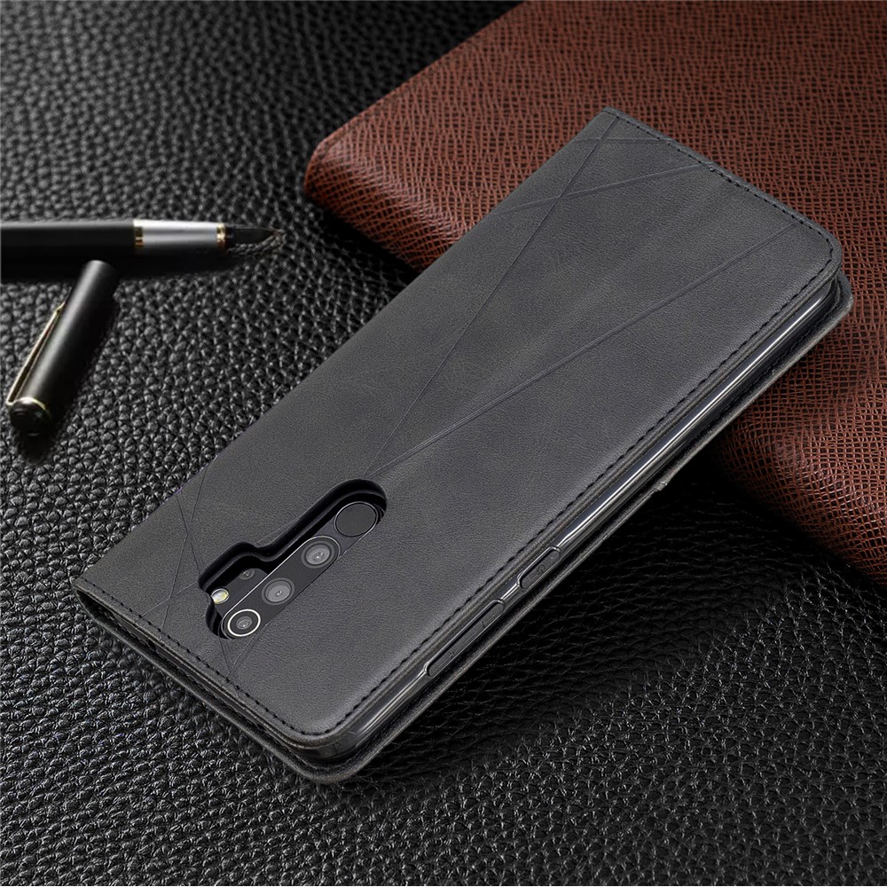 Geometric Pattern Stand Leather Card Holder Case for Xiaomi Redmi Note 8 Pro - Black-9