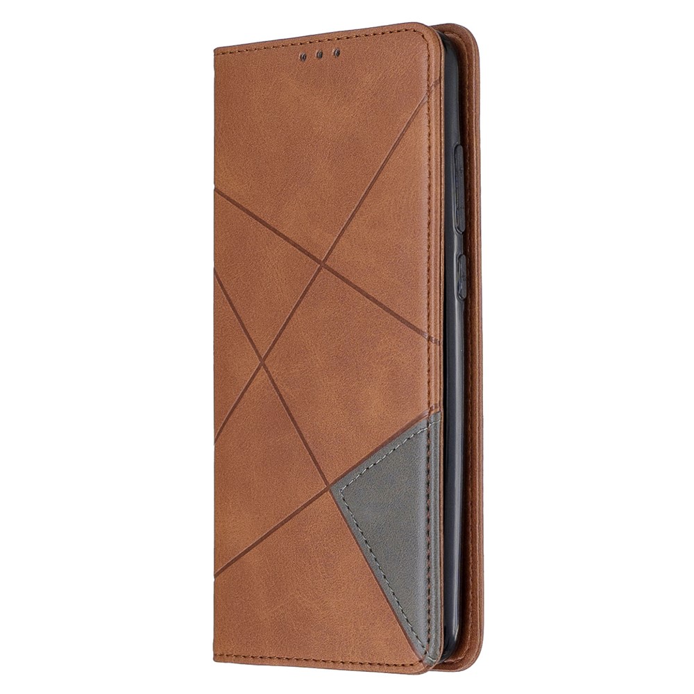 Geometric Pattern Stand Leather Card Holder Case for Xiaomi Redmi Note 8 Pro - Coffee-2