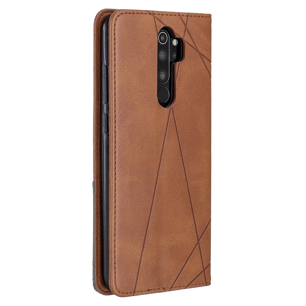 Geometric Pattern Stand Leather Card Holder Case for Xiaomi Redmi Note 8 Pro - Coffee-3