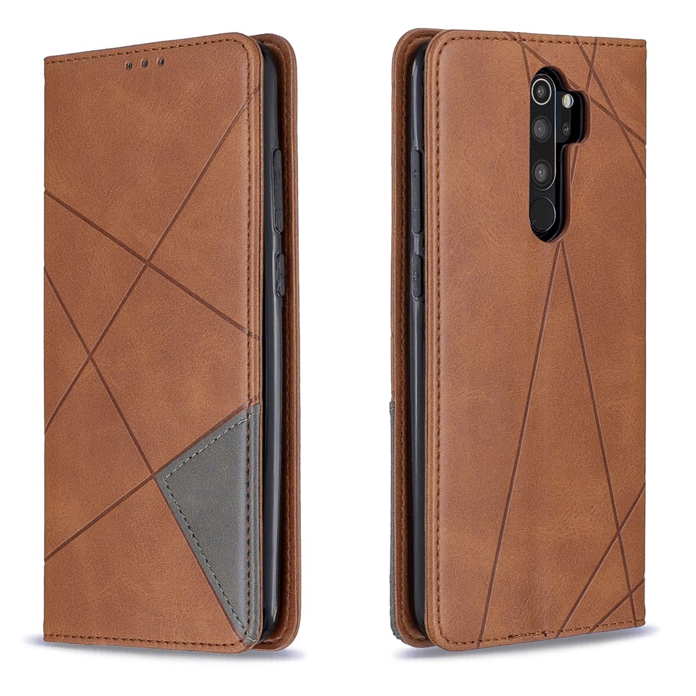 Geometric Pattern Stand Leather Card Holder Case for Xiaomi Redmi Note 8 Pro - Coffee-4