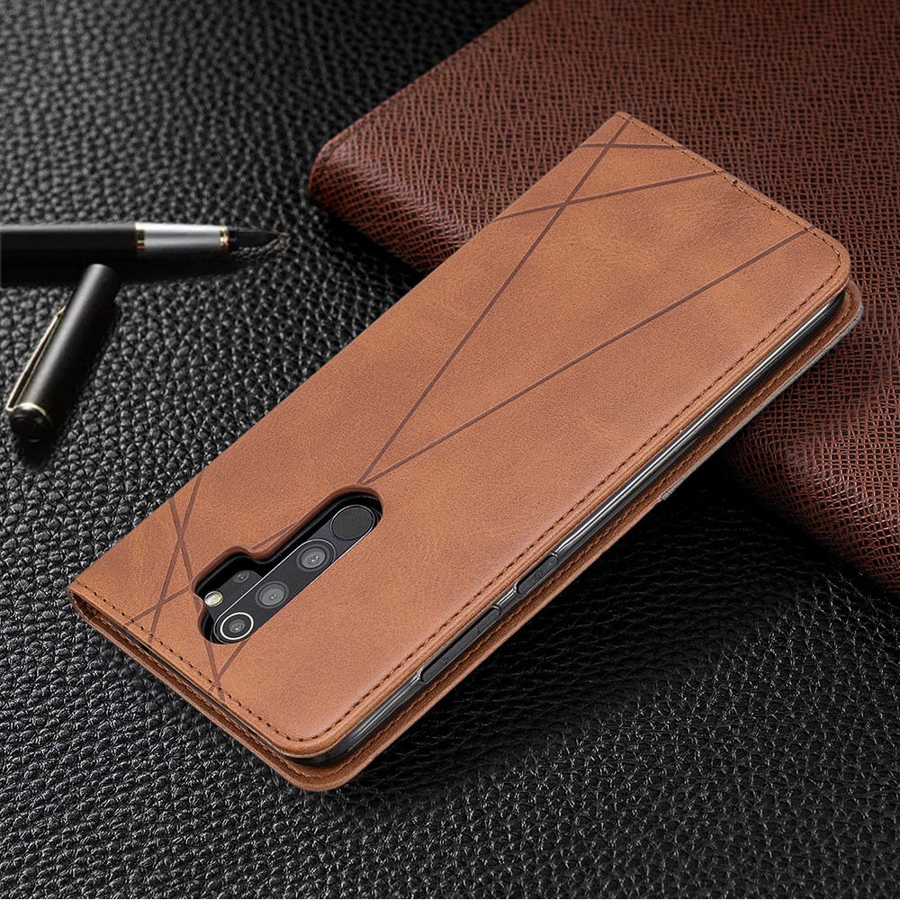 Geometric Pattern Stand Leather Card Holder Case for Xiaomi Redmi Note 8 Pro - Coffee-10