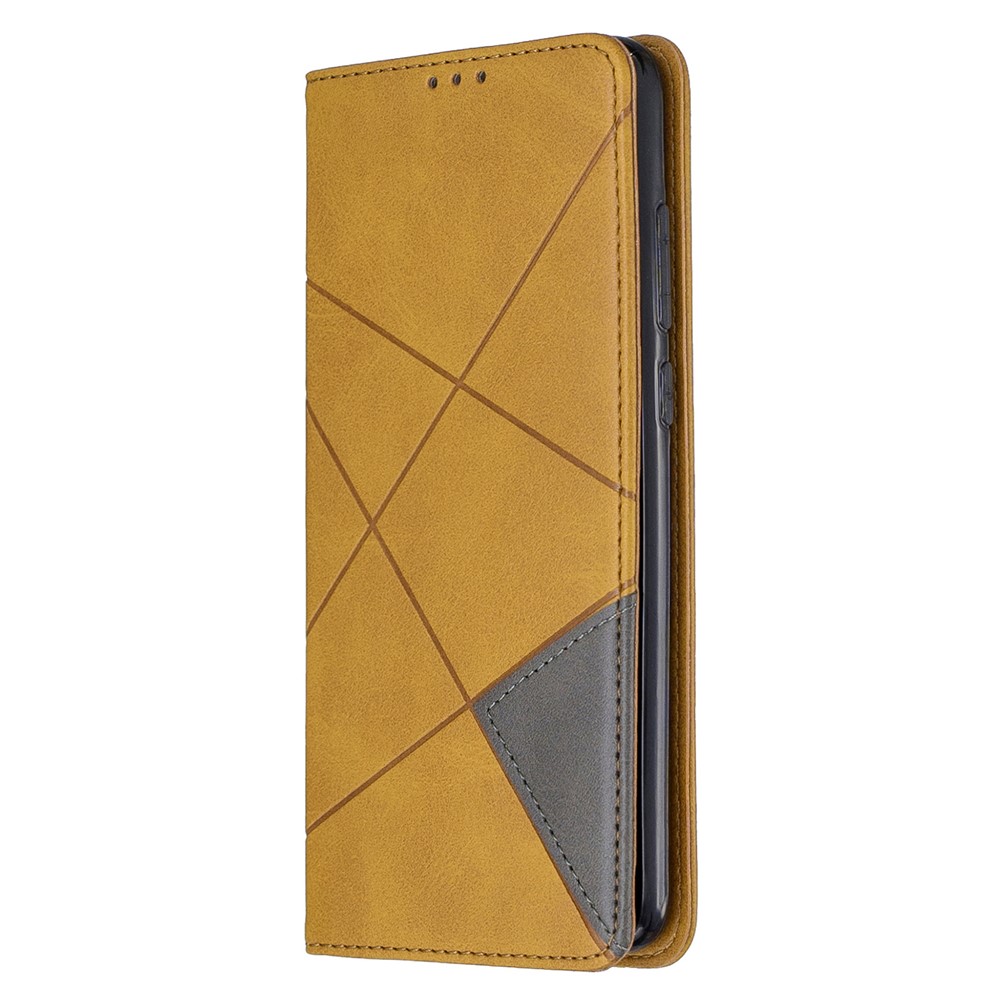 Geometric Pattern Stand Leather Card Holder Case for Xiaomi Redmi Note 8 Pro - Brown-2