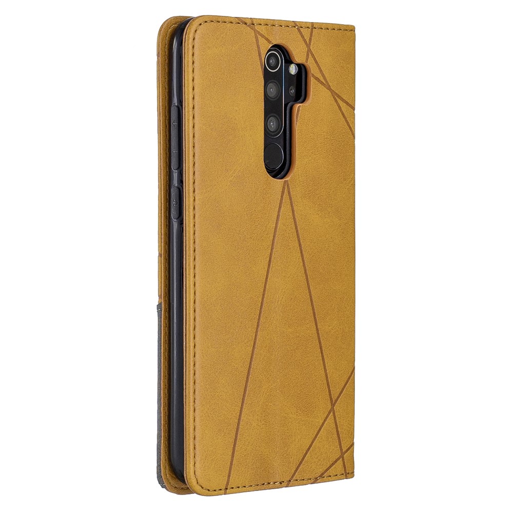 Geometric Pattern Stand Leather Card Holder Case for Xiaomi Redmi Note 8 Pro - Brown-3