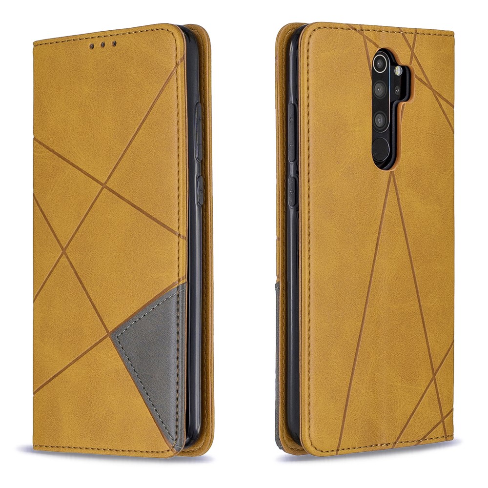 Geometric Pattern Stand Leather Card Holder Case for Xiaomi Redmi Note 8 Pro - Brown-4
