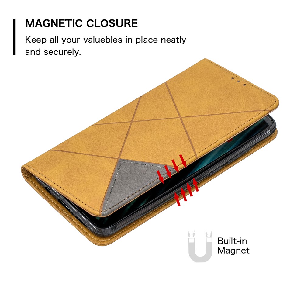 Geometric Pattern Stand Leather Card Holder Case for Xiaomi Redmi Note 8 Pro - Brown-6
