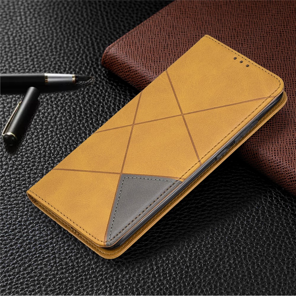 Geometric Pattern Stand Leather Card Holder Case for Xiaomi Redmi Note 8 Pro - Brown-8