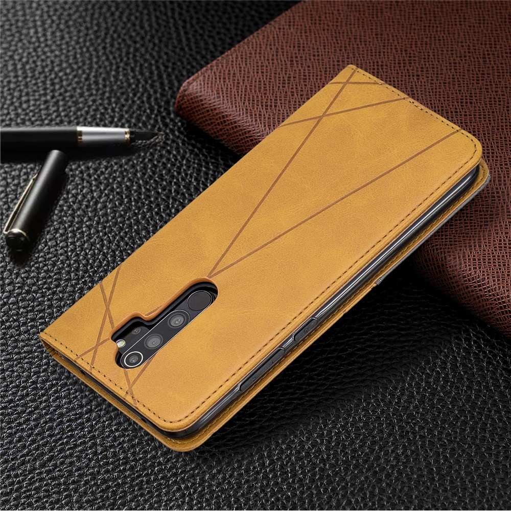 Geometric Pattern Stand Leather Card Holder Case for Xiaomi Redmi Note 8 Pro - Brown-9