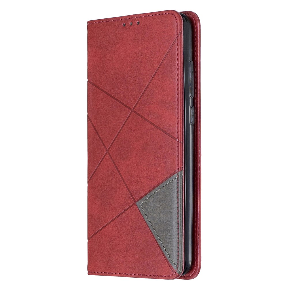 Geometric Pattern Stand Leather Card Holder Case for Xiaomi Redmi Note 8 Pro - Red-2