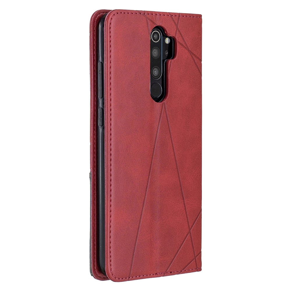 Geometric Pattern Stand Leather Card Holder Case for Xiaomi Redmi Note 8 Pro - Red-3