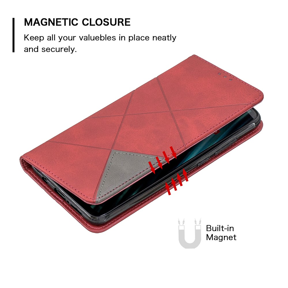 Geometric Pattern Stand Leather Card Holder Case for Xiaomi Redmi Note 8 Pro - Red-6