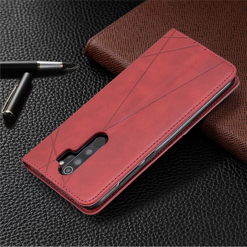 Geometric Pattern Stand Leather Card Holder Case for Xiaomi Redmi Note 8 Pro - Red-9