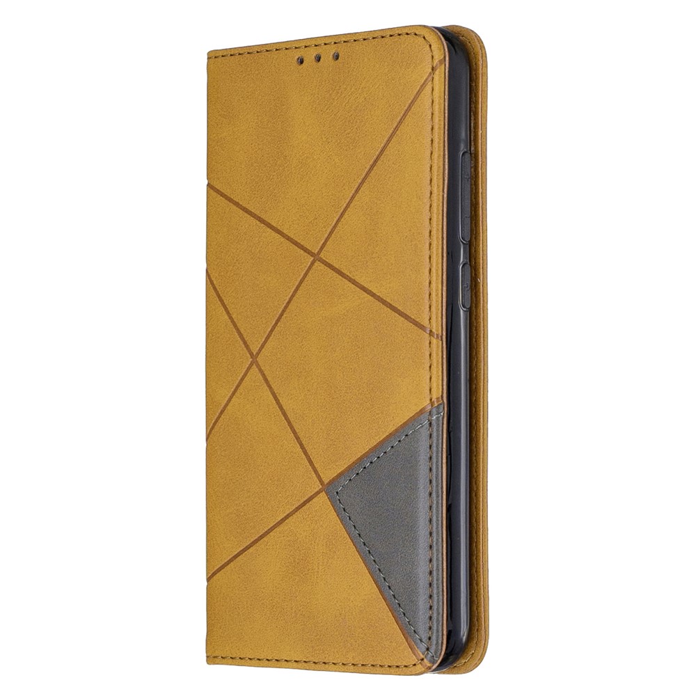 Geometric Pattern Stand Leather Card Holder Case for Xiaomi Redmi Note 8 - Brown-2
