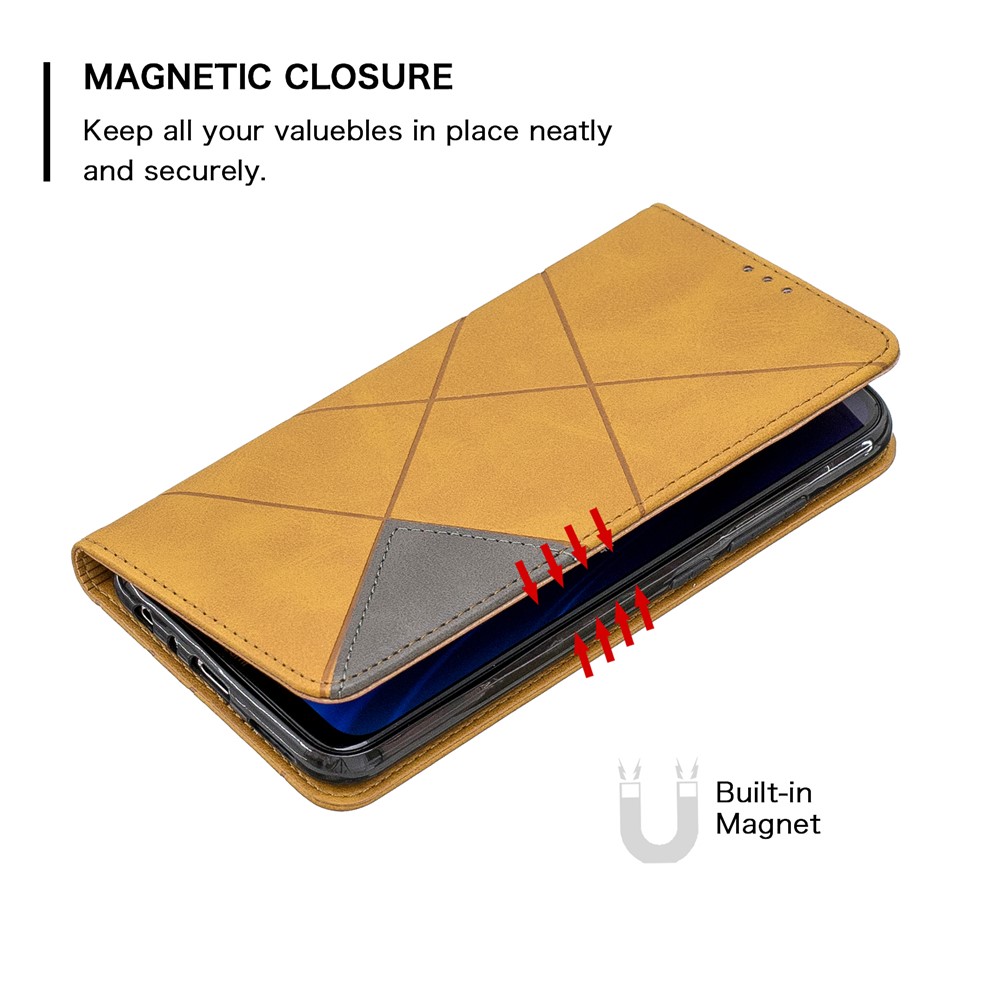 Geometric Pattern Stand Leather Card Holder Case for Xiaomi Redmi Note 8 - Brown-6