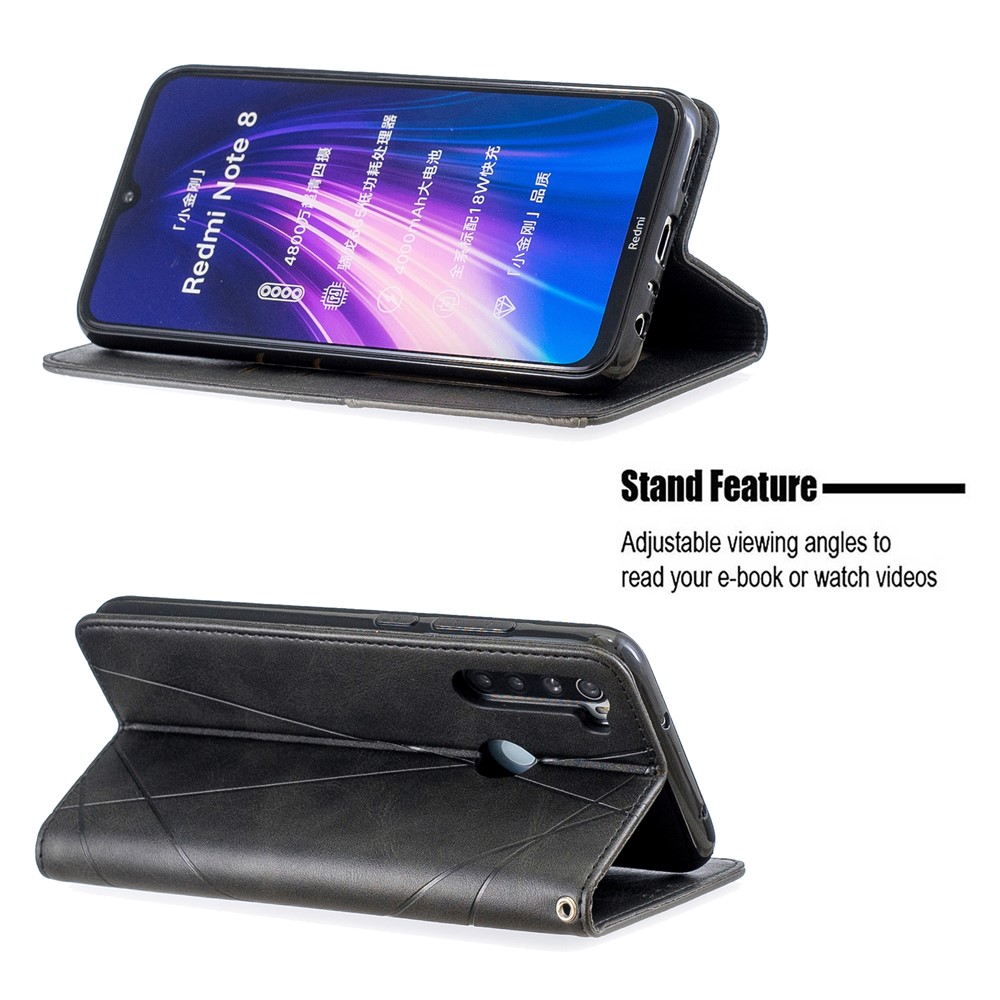 Geometric Pattern Stand Leather Card Holder Case for Xiaomi Redmi Note 8 - Black-5