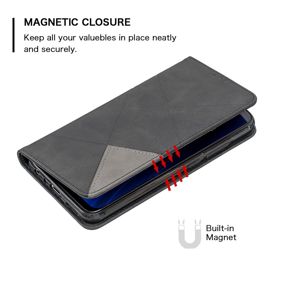 Geometric Pattern Stand Leather Card Holder Case for Xiaomi Redmi Note 8 - Black-6
