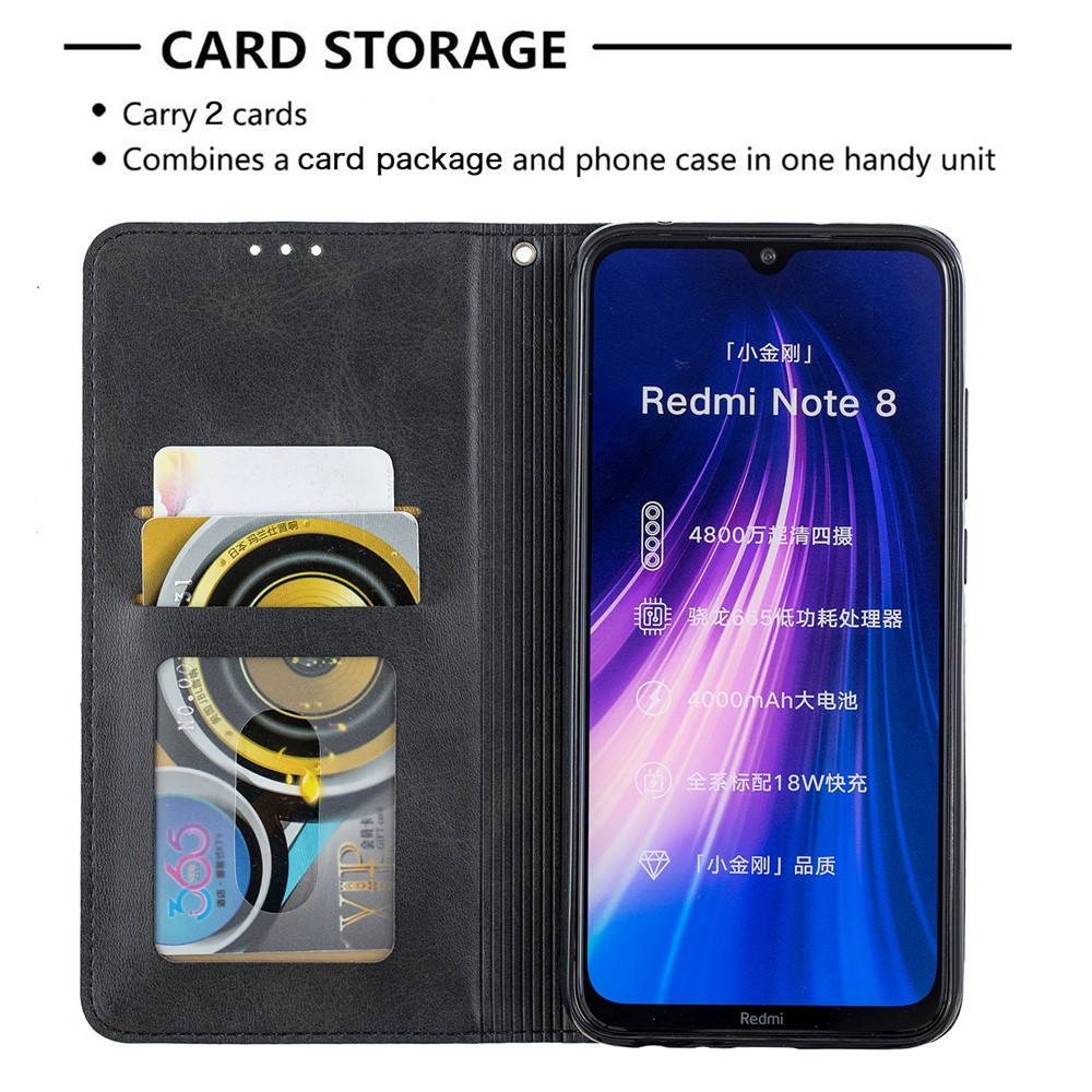Geometric Pattern Stand Leather Card Holder Case for Xiaomi Redmi Note 8 - Black-7