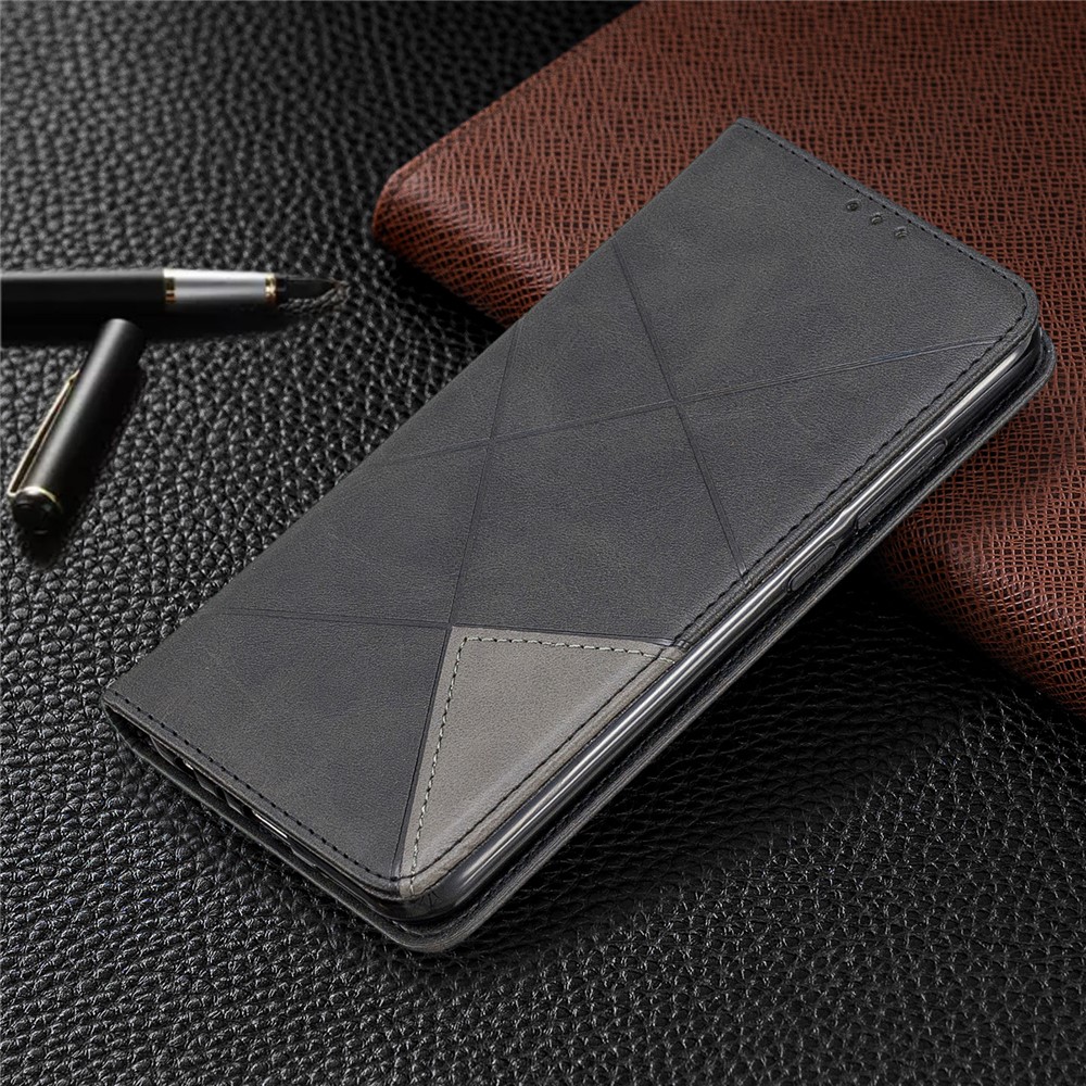 Geometric Pattern Stand Leather Card Holder Case for Xiaomi Redmi Note 8 - Black-8
