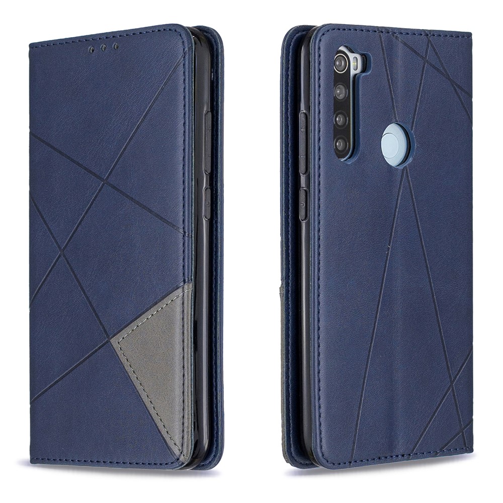 Geometric Pattern Stand Leather Card Holder Case for Xiaomi Redmi Note 8 - Blue-4