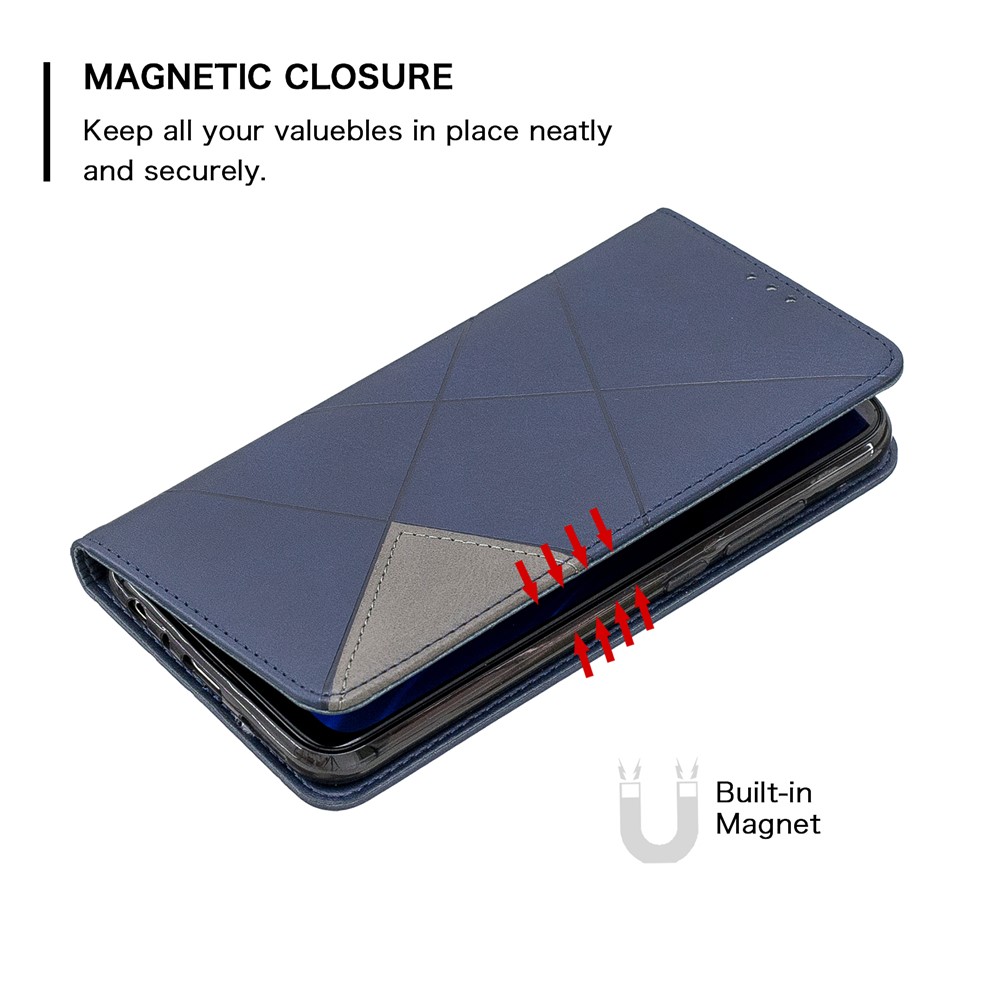 Geometric Pattern Stand Leather Card Holder Case for Xiaomi Redmi Note 8 - Blue-6