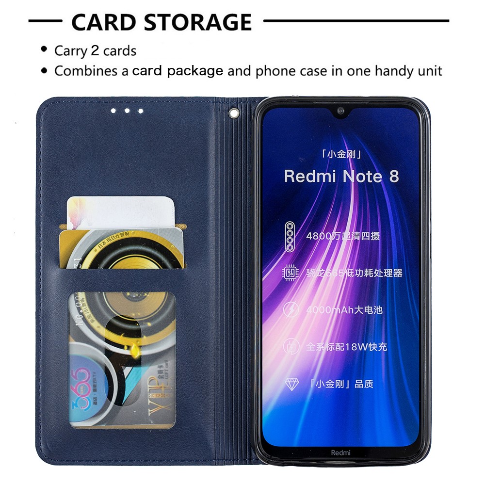 Geometric Pattern Stand Leather Card Holder Case for Xiaomi Redmi Note 8 - Blue-7