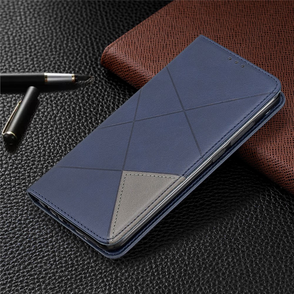 Geometric Pattern Stand Leather Card Holder Case for Xiaomi Redmi Note 8 - Blue-8